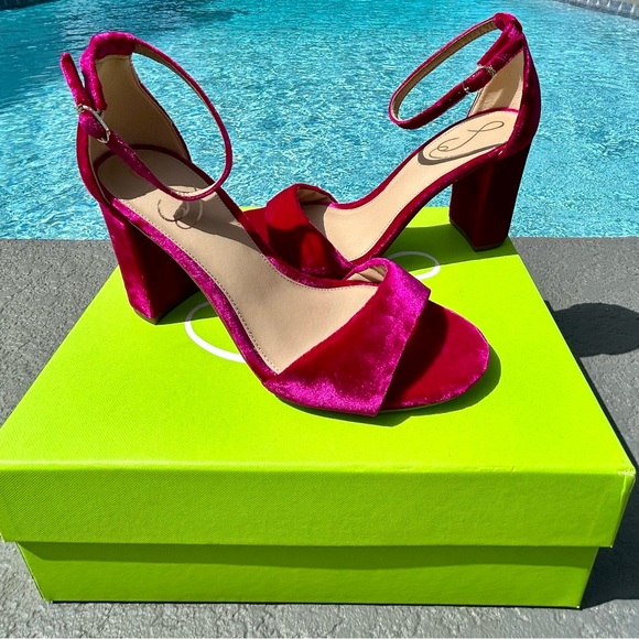 Sam Edelman Velvet Ankle-Strap Block Heel Sandals - Picture 6 of 13